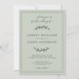 Elegant Pastel Green Wedding invitation