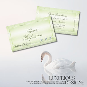 Elegant Pastel Green with Diamonds Professional Business Card