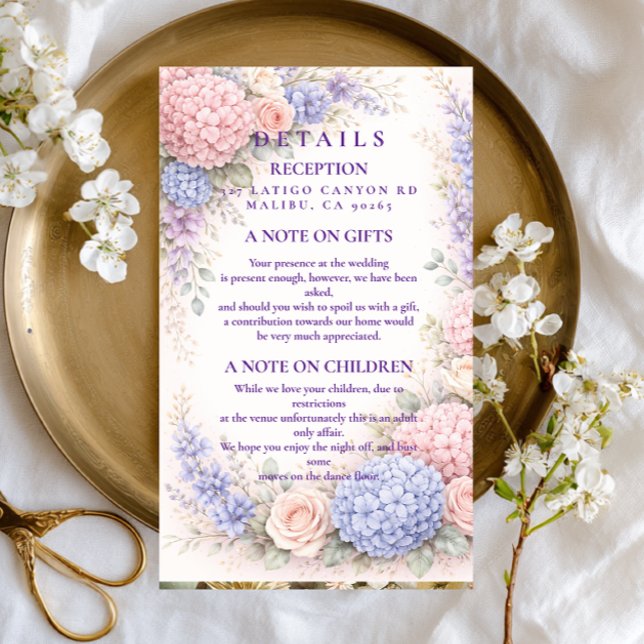 Elegant Pastel Hydrangea Floral Wedding Enclosure Card (Creator Uploaded)