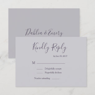 Elegant pastel lilac grey grey modern wedding rsvp invitation