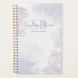 Elegant Pastel Liquid Watercolor Ink Monogram Planner