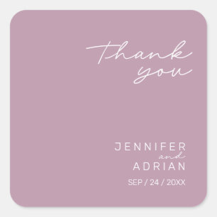 Elegant Pastel Minimal Thank You Wedding Square S Sticker