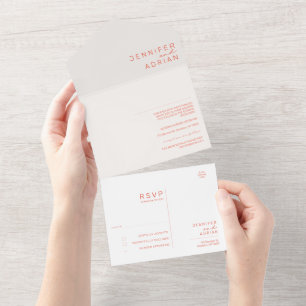 Elegant Pastel Minimal White and Red Modern Seal All In One Invitation