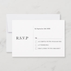 Elegant Pastel Minimal White Modern Wedding RSVP Invitation