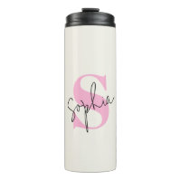 Elegant Pastel Monogram Thermal Tumbler