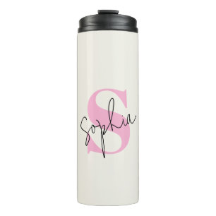 Elegant Pastel Monogram Thermal Tumbler