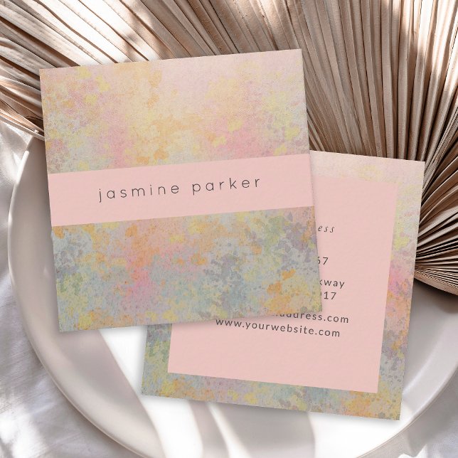 Elegant Pastel Mottled Marble Square Business Card (Creator Uploaded)