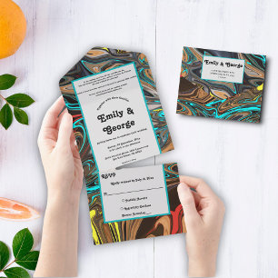 Elegant Pastel Oil Painting Abstract Wedding All In One Invitation