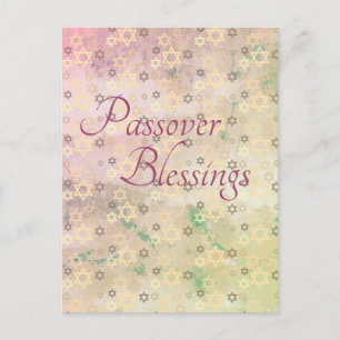 Elegant Pastel Passover Blessings Star of David Holiday Postcard