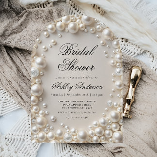 Elegant Pastel Pearls Bridal Shower Invitation