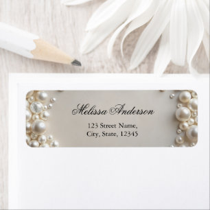 Elegant Pastel Pearls Bridal Shower Return Label