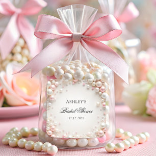 Elegant Pastel Pearls Bridal Shower Square Sticker