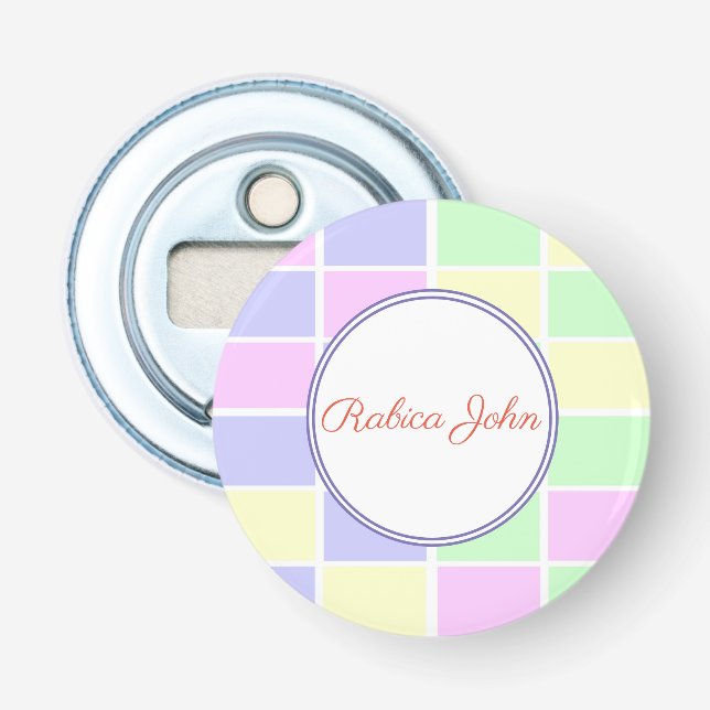 Elegant Pastel Personalised Bottle Opener (Front)