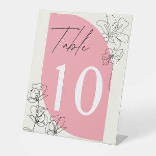 Elegant pastel pink and cream Wedding table Number Pedestal Sign