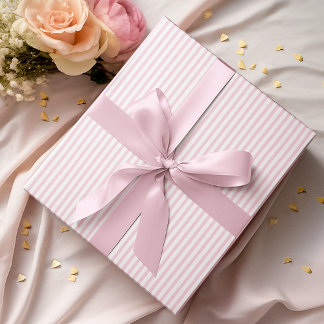 Elegant Pastel Pink and White Thin Stripes Wrapping Paper