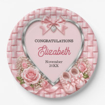 Elegant Pastel Pink Bow Girl Baby Shower