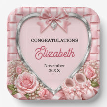 Elegant Pastel Pink Bow Girl Baby Shower