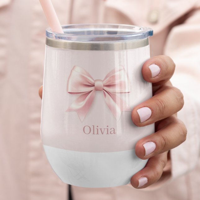 Elegant Pastel Pink Bow & Name Personalised  (Creator Uploaded)