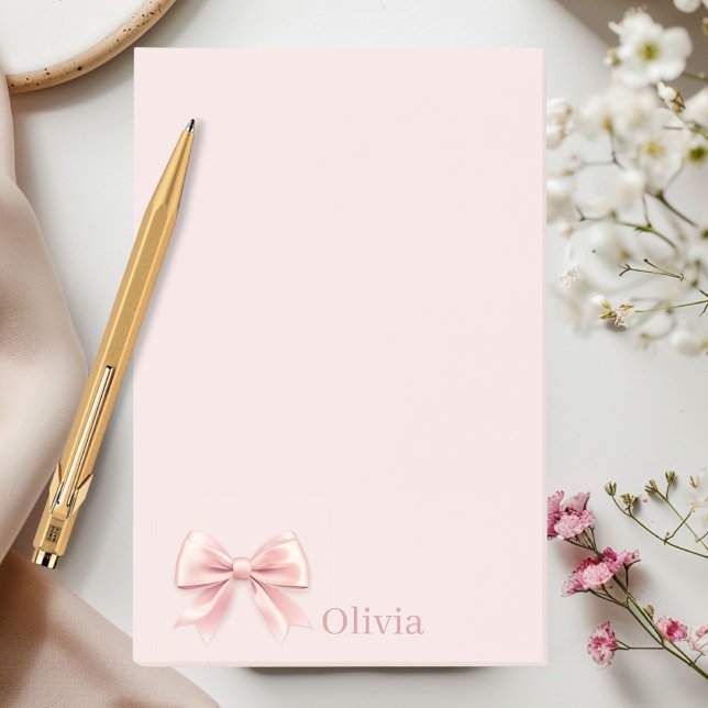 Elegant Pastel Pink Bow & Name Personalised  Post-it Notes (Creator Uploaded)