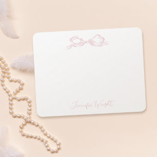 Elegant Pastel Pink Bow Personalised Stationery Card