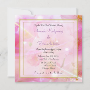 Elegant Pastel Pink Cherry Blossom Flowers Wedding Invitation
