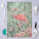 Elegant Pastel Pink Flamingo & Roses Decoupage