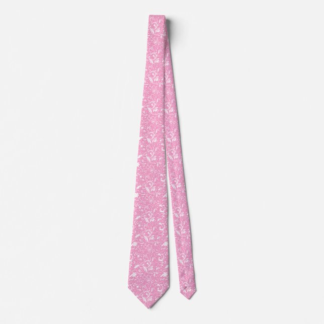 Elegant Pastel Pink Floral Fabric Pattern Tie (Front)