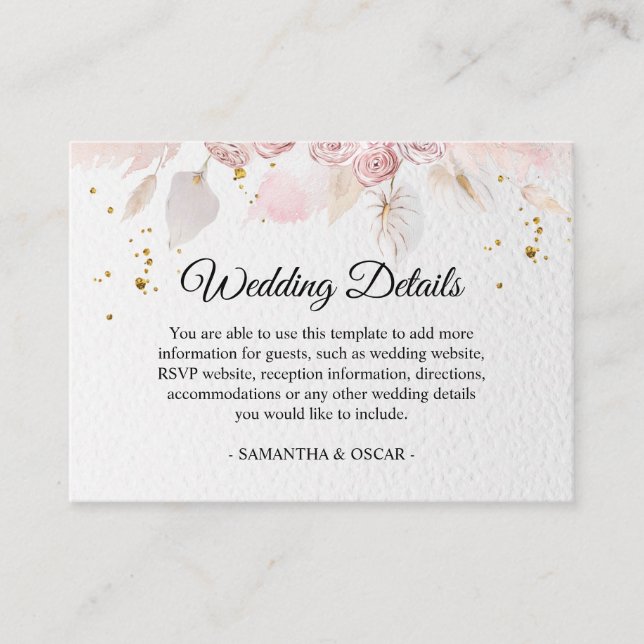 Elegant Pastel Pink Floral Frame Fancy Enclosure Card (Front)