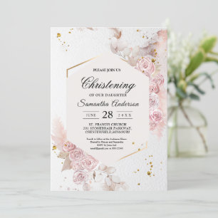 Elegant Pastel Pink Floral Frame Fancy Invitation