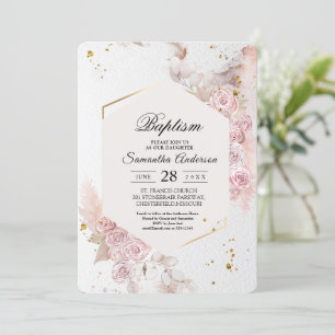 Elegant Pastel Pink Floral Frame Fancy Invitation