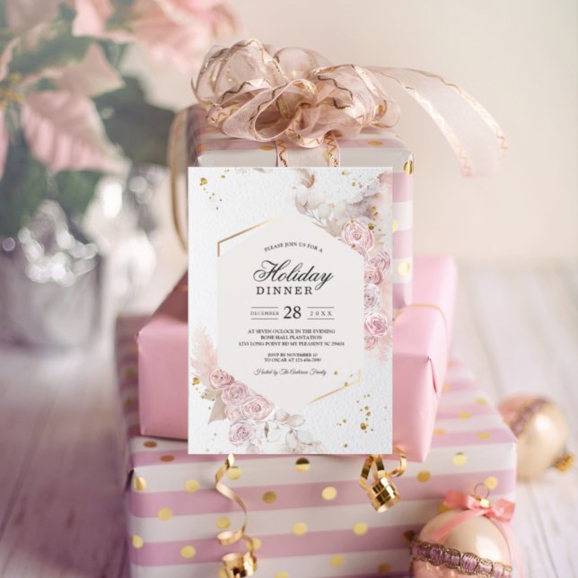 Elegant Pastel Pink Floral Frame Fancy Invitation (Creator Uploaded)