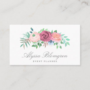 Elegant Pastel Pink Floral Garland Business Card