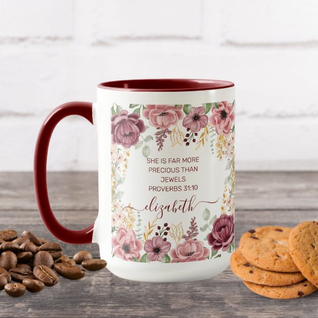 Elegant pastel pink flower Proverbs 31  Mug (Creator Uploaded)