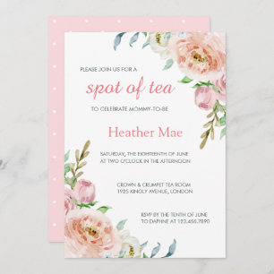 Elegant Pastel Pink Girl Floral Baby Shower Invitation