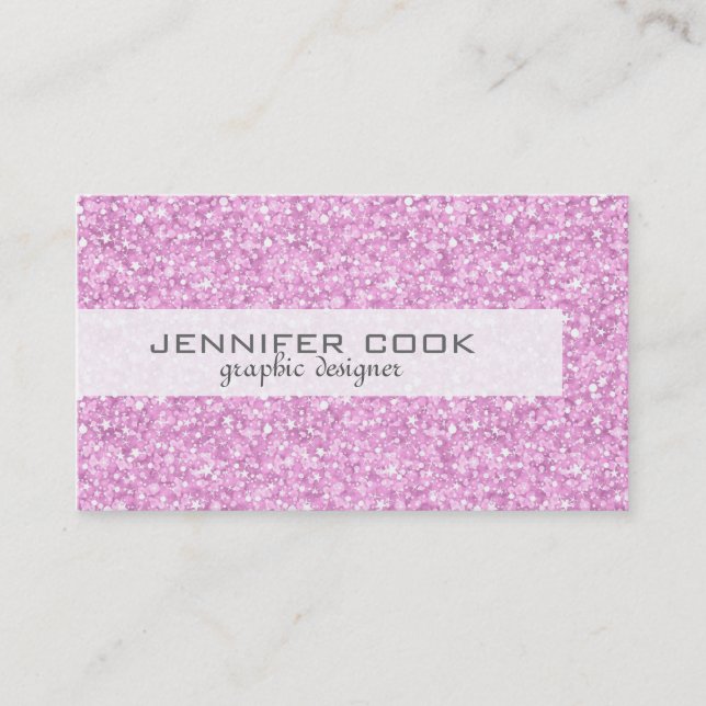 Elegant Pastel Pink Glitter & Sparkles 2 Business Card (Front)