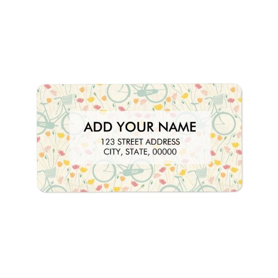 Elegant pastel pink green spring floral bicycle address label