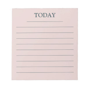 Elegant Pastel Pink Green TODAY to do list lines Notepad
