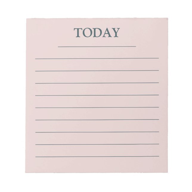 Elegant Pastel Pink Green TODAY to do list lines Notepad (Front)
