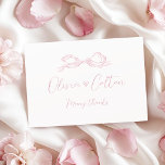 Elegant Pastel Pink Hand Drawn Bow Wedding Thank You Card<br><div class="desc">Elegant thank you cards feature hand drawn ribbon bow with modern handwritten script fonts in soft blush pink. sweet and simple. Great for modern romantic wedding,  unique fun whimsical wedding,  elegant casual wedding.  
See all the matching pieces in collection.</div>