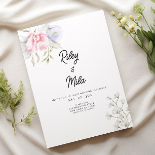 Elegant pastel pink mint lilac flower Wedding Invitation