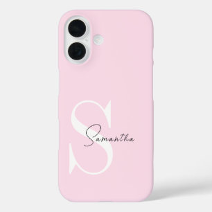 Elegant Pastel Pink Monogram iPhone Case