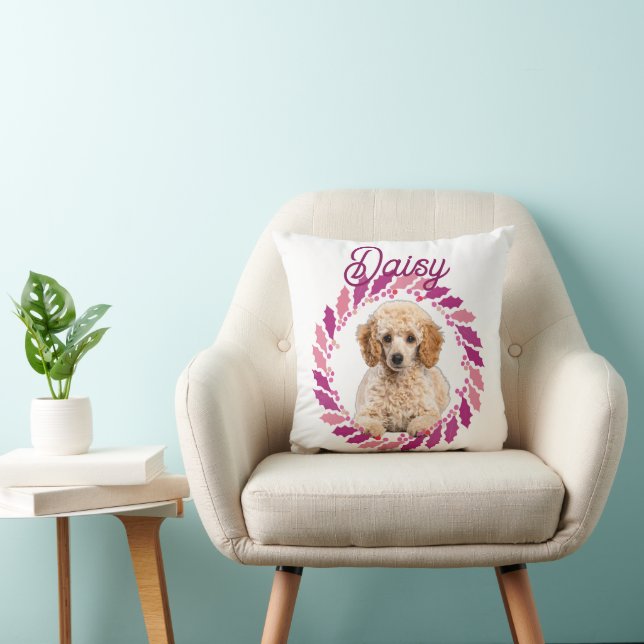 Elegant Pastel Pink Poodle | Custom Christmas Gift Cushion (Chair)