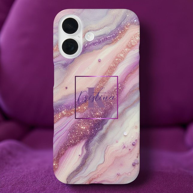 Elegant Pastel Pink Purple and Gold Swirl Marble Case-Mate iPhone Case (Creator Uploaded)