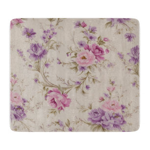 Elegant Pastel Pink & Purple Garden Blooms Cutting Board