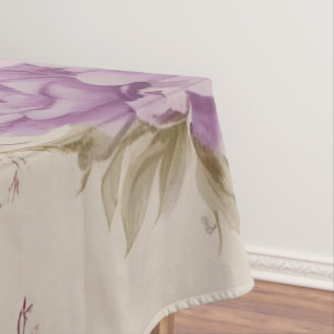 Elegant Pastel Pink & Purple Garden Blooms Tablecloth