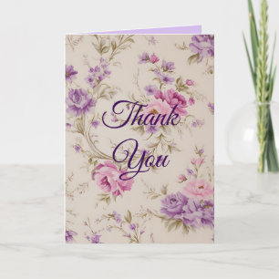 Elegant Pastel Pink & Purple Garden Blooms Thank You Card
