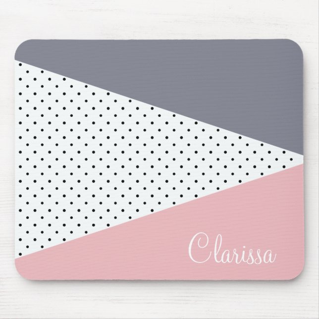 Elegant pastel pink purple geometric polka dots mouse mat (Front)