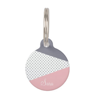 Elegant pastel pink purple geometric polka dots pet tag