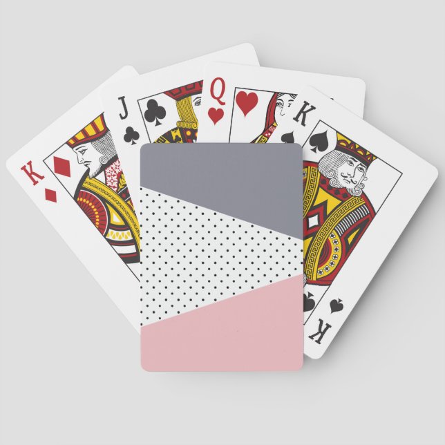 Elegant pastel pink purple geometric polka dots playing cards (Back)