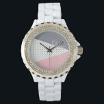 Elegant pastel pink purple geometric polka dots watch<br><div class="desc">A beautiful combination of modern pastel geometric and retro polka dots pattern.</div>